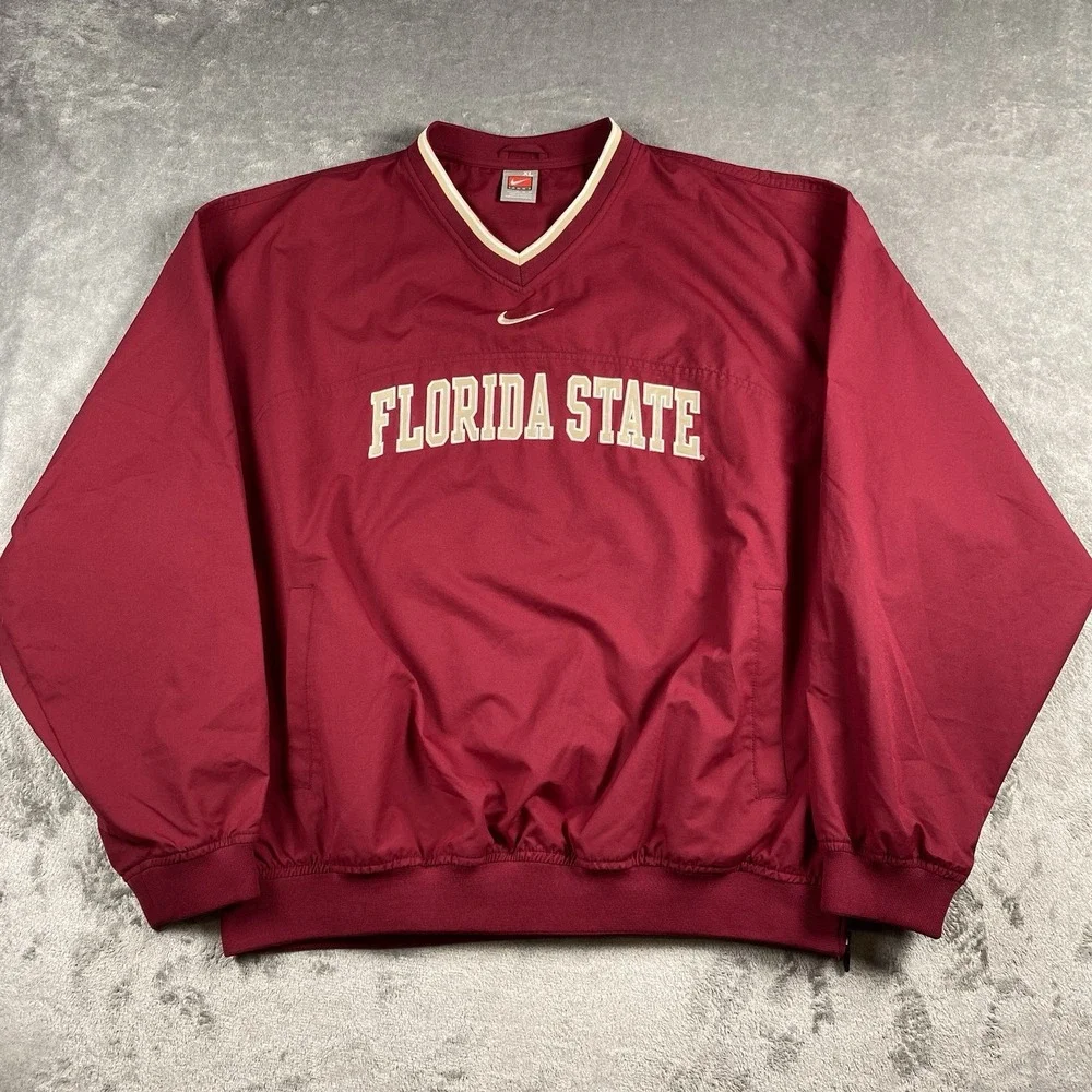 VTG Florida State Jacket Mens XL Nike Center Swoosh Windbreaker Pullover 90s FSU